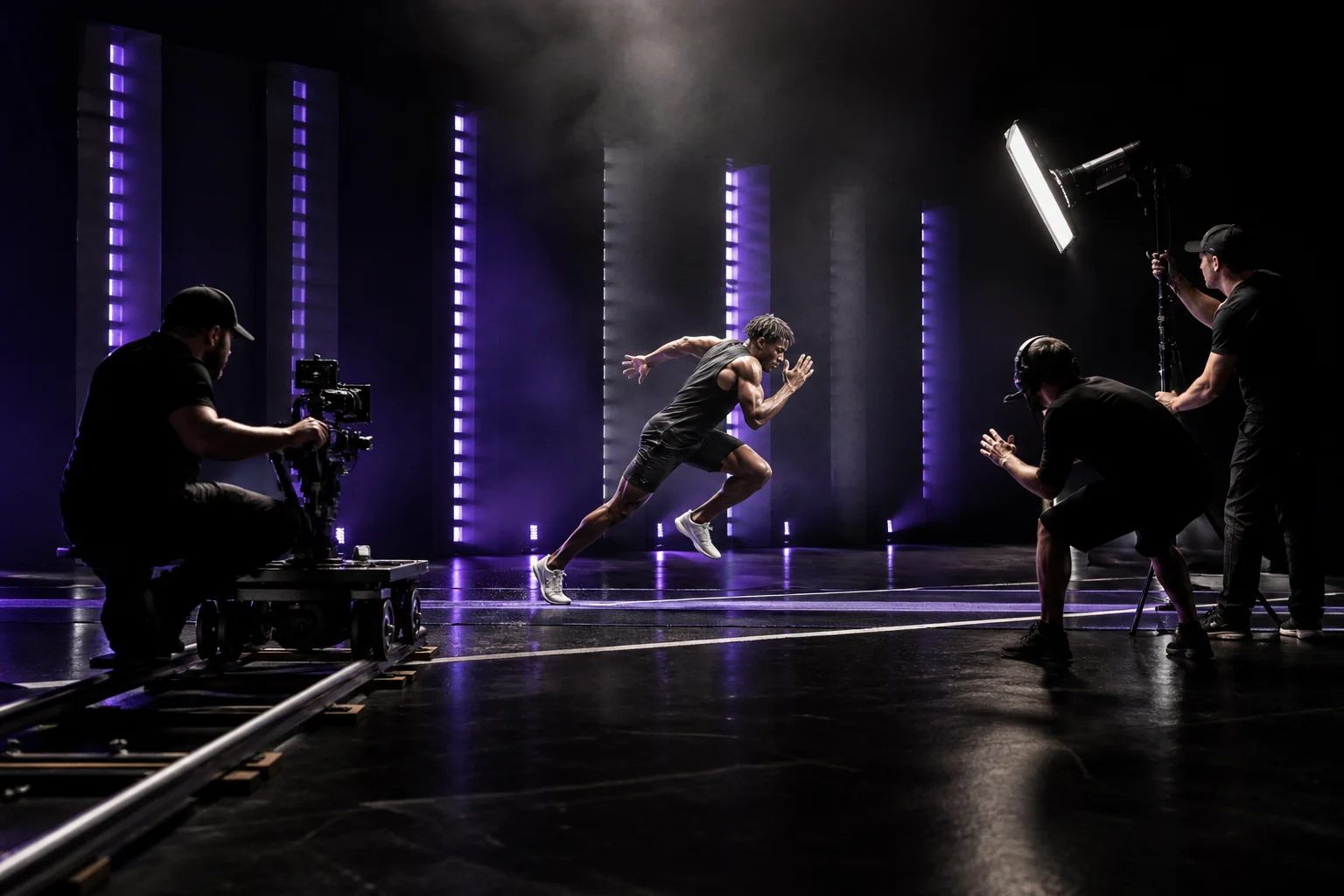 Sport campaign production on a premium studio set